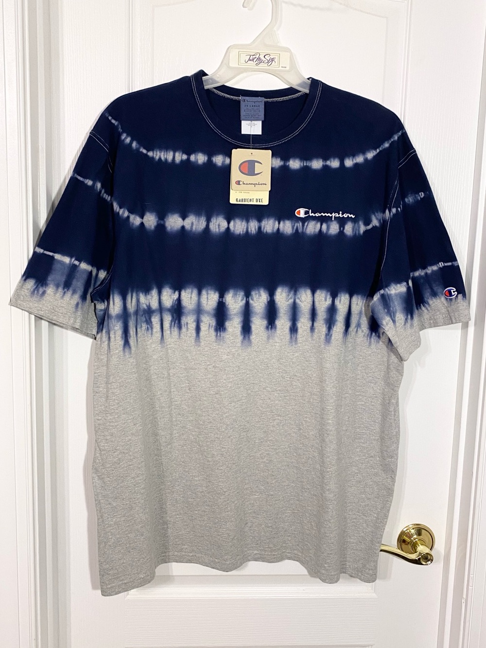 Champion LIFE Streak Dye Heritage Tee Oxford Grey Navy Men's 2XL